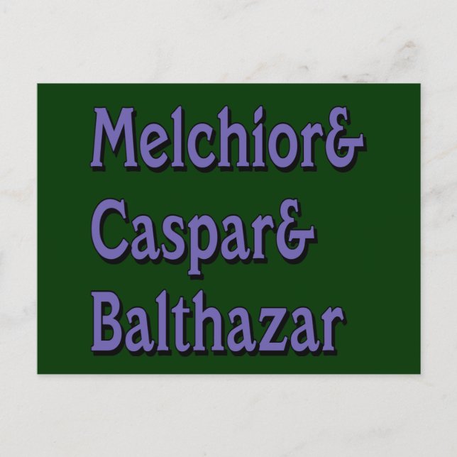 Names of the Three Wisemen Holiday Postcard (Front)