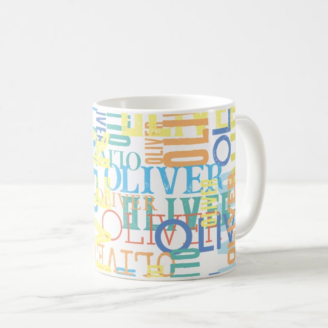 Names Replicated | Colour Pattern Typography  Coffee Mug (Front Right)