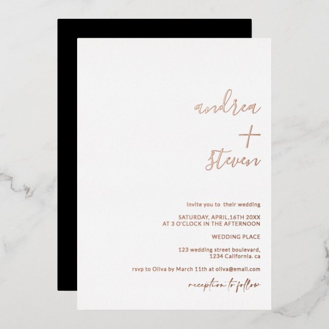 Names script simple script wedding rose gold (Front/Back)