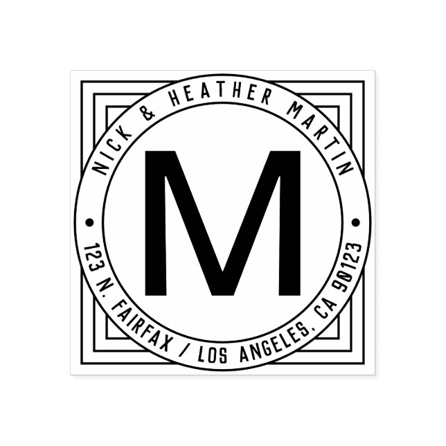 Names, Surname Initial & Return Address Modern Rubber Stamp (Imprint)