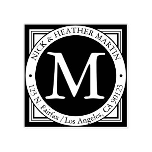 Names, Surname Initial & Return Address Rubber Stamp