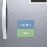 Names to do chores reminder dusty blue sage green magnet<br><div class="desc">A dusty blue and sage green background.  Personalise and add 2 names.  As a to-do reminder for household chores.  Like walking the dog,  shopping,  cleaning and more.</div>