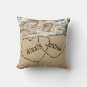 names with hearts on seashore cushion