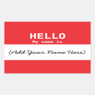 Nametag Personalised Red for Work or Meeting Rectangular Sticker