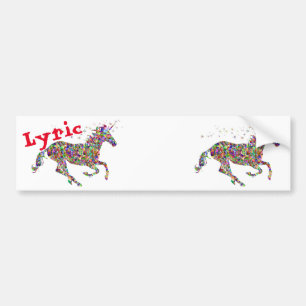 Nametags Lyric and Blank Multicolored Unicorn Bumper Sticker