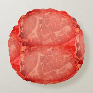 Namibia Africa Rock Art Painting Round Cushion