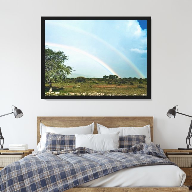 Namibia Double Rainbow Canvas Print (Insitu(Bedroom))