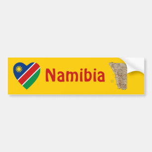 Namibia Flag Heart + Map Bumper Sticker