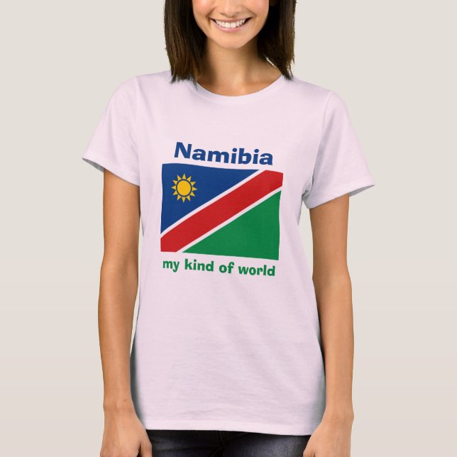Namibia Flag + Map + Text T-Shirt (Front)