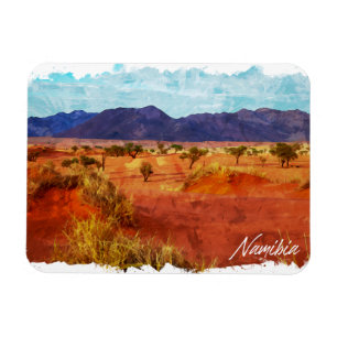 Namibia Landscape Panorama Watercolor Painting Magnet