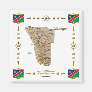 Namibia Map + Flags Magnet