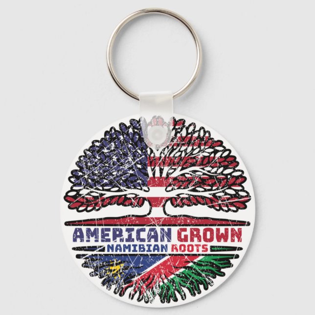 Namibia Namibian American USA Tree Roots Flag Key Ring (Front)