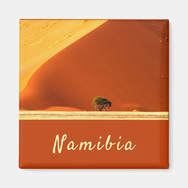 Namibia red dunes of Sossusvlei photo with text Magnet (Front)