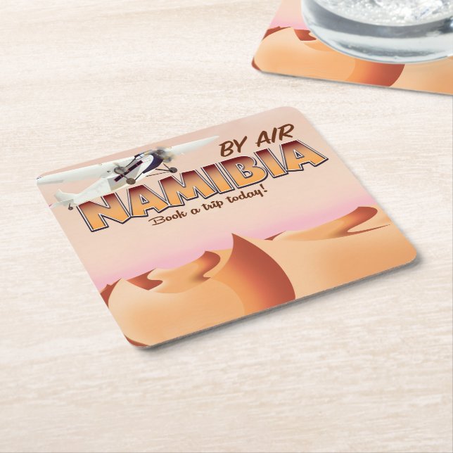 Namibia vintage flight poster. square paper coaster (Angled)