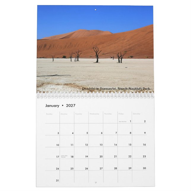 Namibian Printed Calendar (Jan 2027)