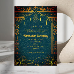 Namkaran Naming Ceremony Golden Elements Invitation