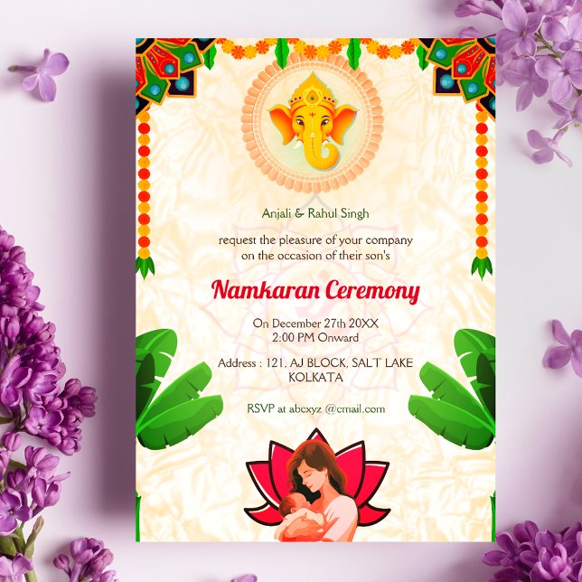 Namkaran Naming Ceremony Golden Elements Invitation (Creator Uploaded)