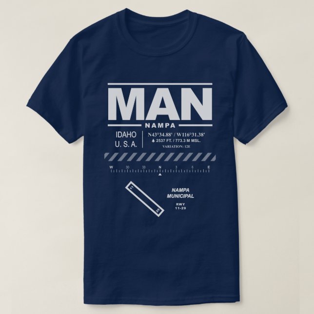 Nampa Municipal Airport MAN T-Shirt (Design Front)