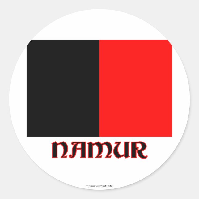Namur Flag with Name Classic Round Sticker (Front)