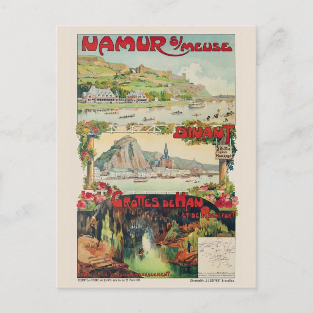 Namur sur Meuse Belgium Vintage Poster 1891 Postcard (Front)