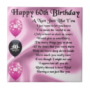 Nan Poem  -  60th Birthday Tile