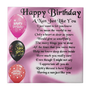 Nan Poem - Happy Birthday Tile
