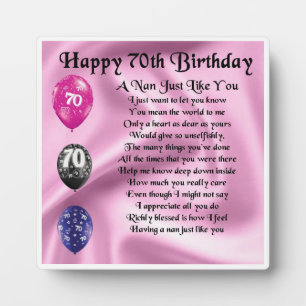 Nan Poem Plaque  -  70th Birthday