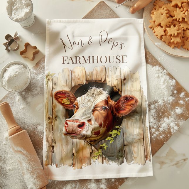 Nan & Pop's Farmhouse Cute Country Farm Tea Towel (Creator Uploaded)