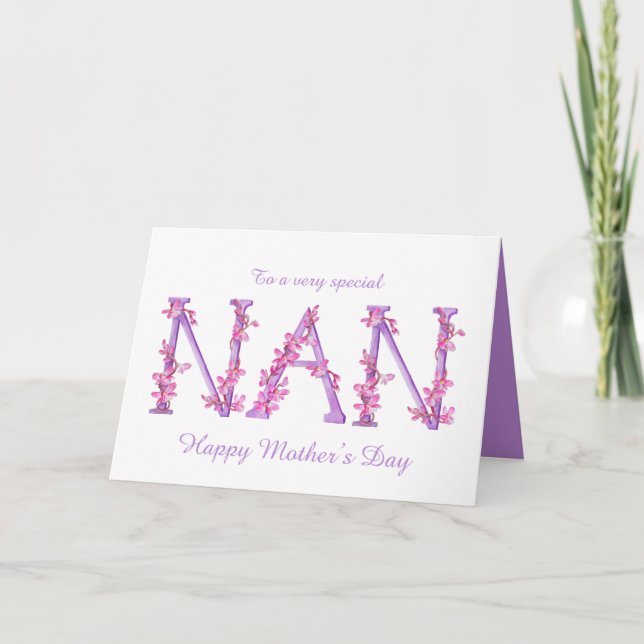 Nan watercolor Orchid custom Mother's Day card (Front)