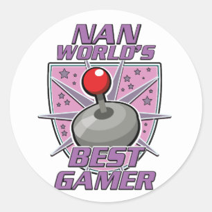 Nan World's best gamer retro logo Classic Round Sticker