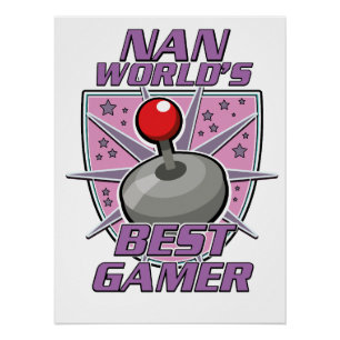 Nan World's best gamer retro logo Poster