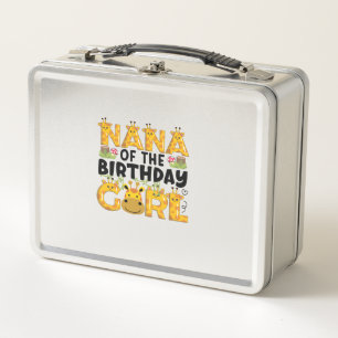 Nana 1st Birthday Girl Giraffe Theme Party Zoo Saf Metal Lunch Box