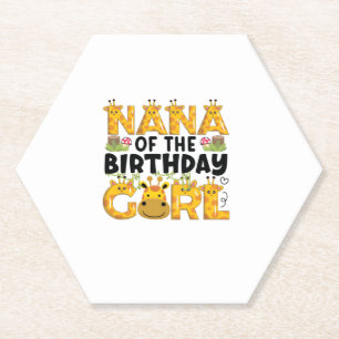 Nana 1st Birthday Girl Giraffe Theme Party Zoo Saf Paper Coaster