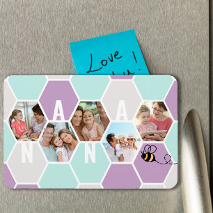 Nana 5 Photo Collage 4 Letter Pretty Honeycomb Magnet