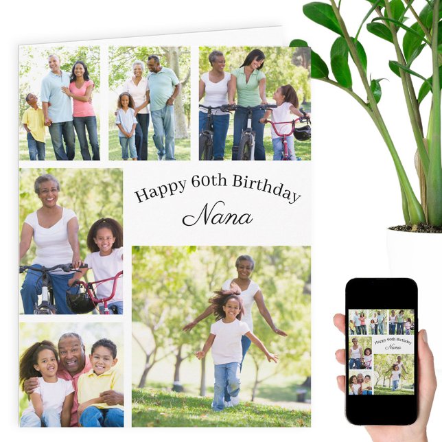 Nana 6 Photo Collage Any Age Big Happy Birthday Card (Creator Uploaded)