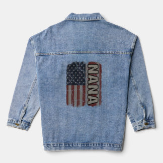 Nana American Flag Vintage Mother's Day 4th of Jul Denim Jacket