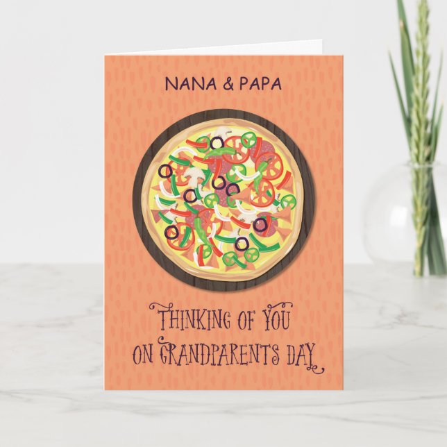 Nana and Papa Customizable Pizza Grandparents Day Card (Front)