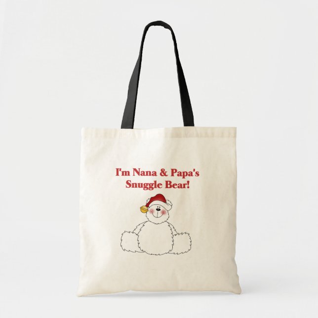 Nana and Papa's Snuggle Bear T-shirts and Gifts Tote Bag (Front)