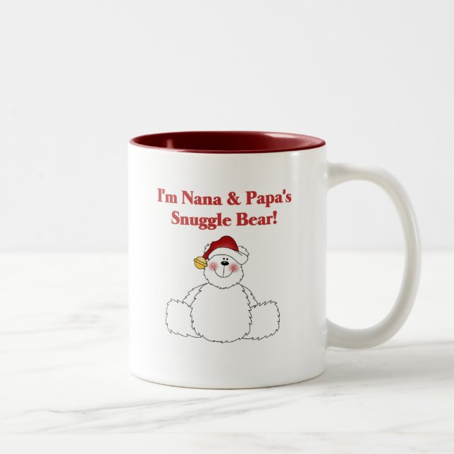 Nana and Papa's Snuggle Bear T-shirts and Gifts Two-Tone Coffee Mug (Right)
