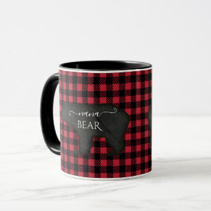 Nana Bear Black n Red Rustic Buffalo Check Plaid Mug