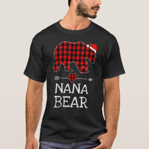 Nana Bear Buffalo Plaid Santa Arrow Christmas Fami T-Shirt