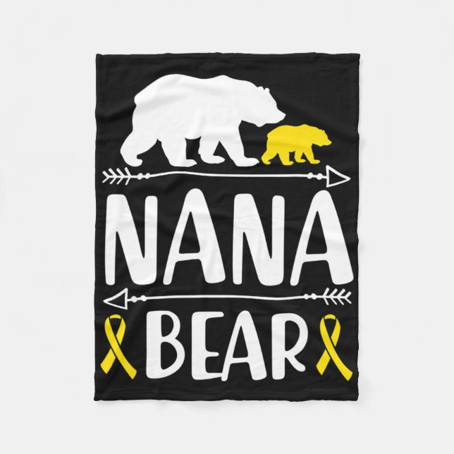 Nana Bear Childhood Cancer Awareness Grandma Of A  Fleece Blanket (Front)