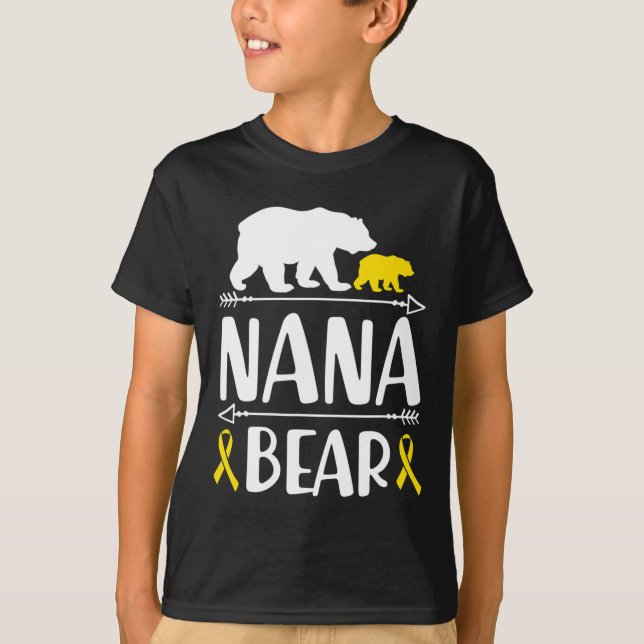 Nana Bear Childhood Cancer Awareness Grandma Of A  T-Shirt (Front)