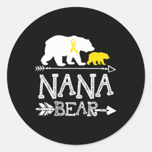 Nana Bear Childhood Cancer Awareness Nana Of A War Classic Round Sticker