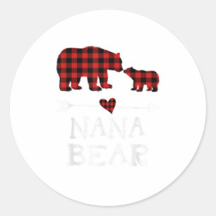 Nana Bear Christmas Pajama Red Plaid Bu Classic Round Sticker