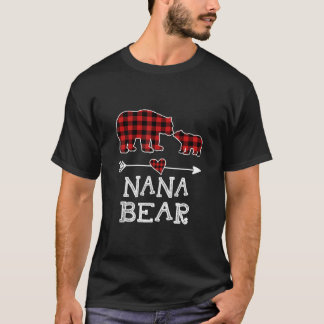 Nana Bear Christmas Pajama Red Plaid Buffalo Famil T-Shirt