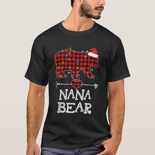 Nana Bear Pajama Red Plaid Buffalo Family Gift For T-Shirt (Front)
