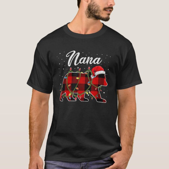 Nana Bear Red Buffalo Plaid Grandma Bear Pajama  T-Shirt (Front)