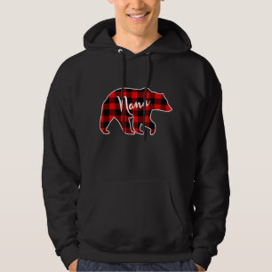 Nana Bear Red Plaid Matching Family Christmas Hoodie