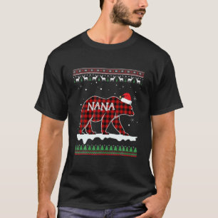 Nana Bear Santa Red Plaid Family Pyjamas For Chris T-Shirt